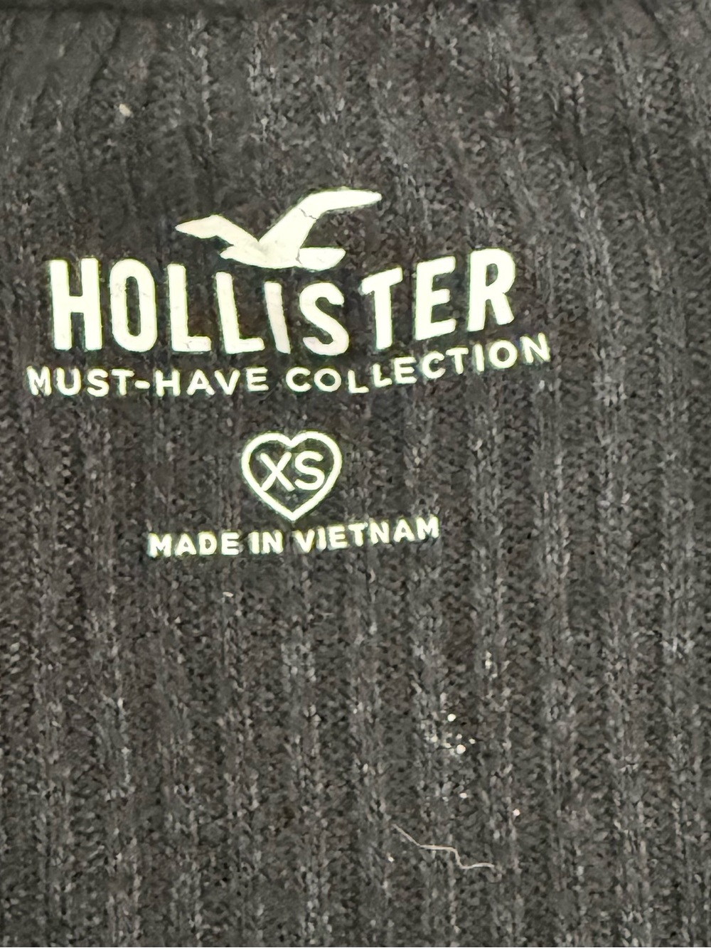 Hollister Black Ribbed Long Sleeve Scoop Tie Top - Picture 6 of 7